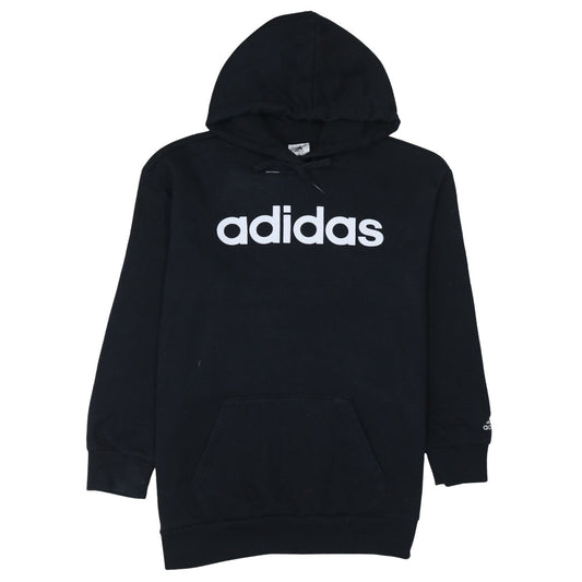 Adidas Womens Black Pullover Hoodie Size 12-14 Logo Sweatshirt