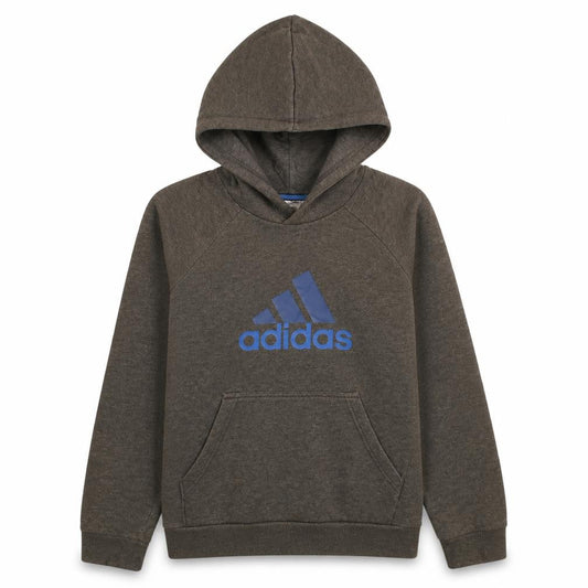 Adidas Boys Grey Pullover Hoodie 11-12 Years Logo Graphic Print