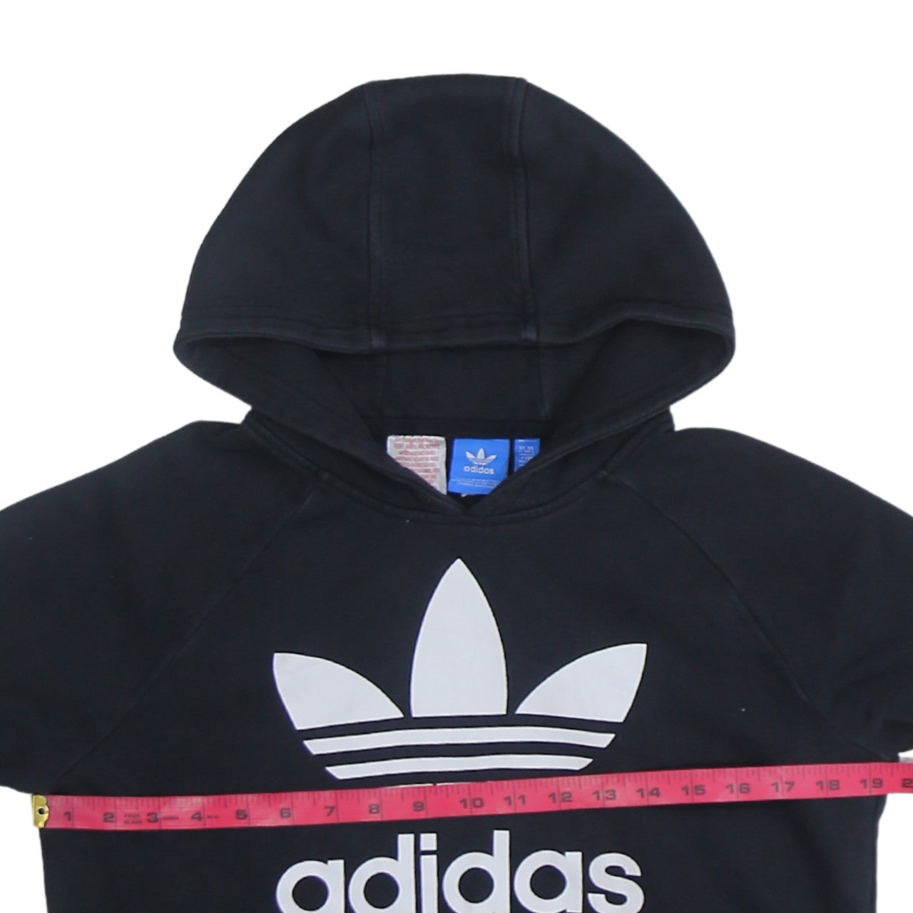 Adidas Boys Black Hoodie 13–14Y Pullover Cotton Blend Graphic Print