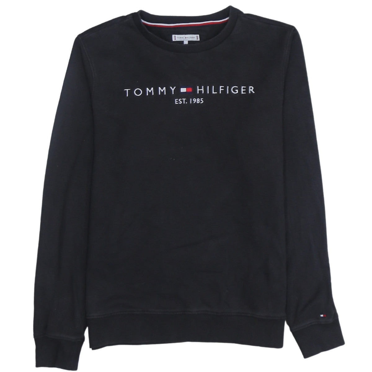 Tommy Hilfiger Boys Black Logo Crew Neck Sweatshirt Size 16 Years