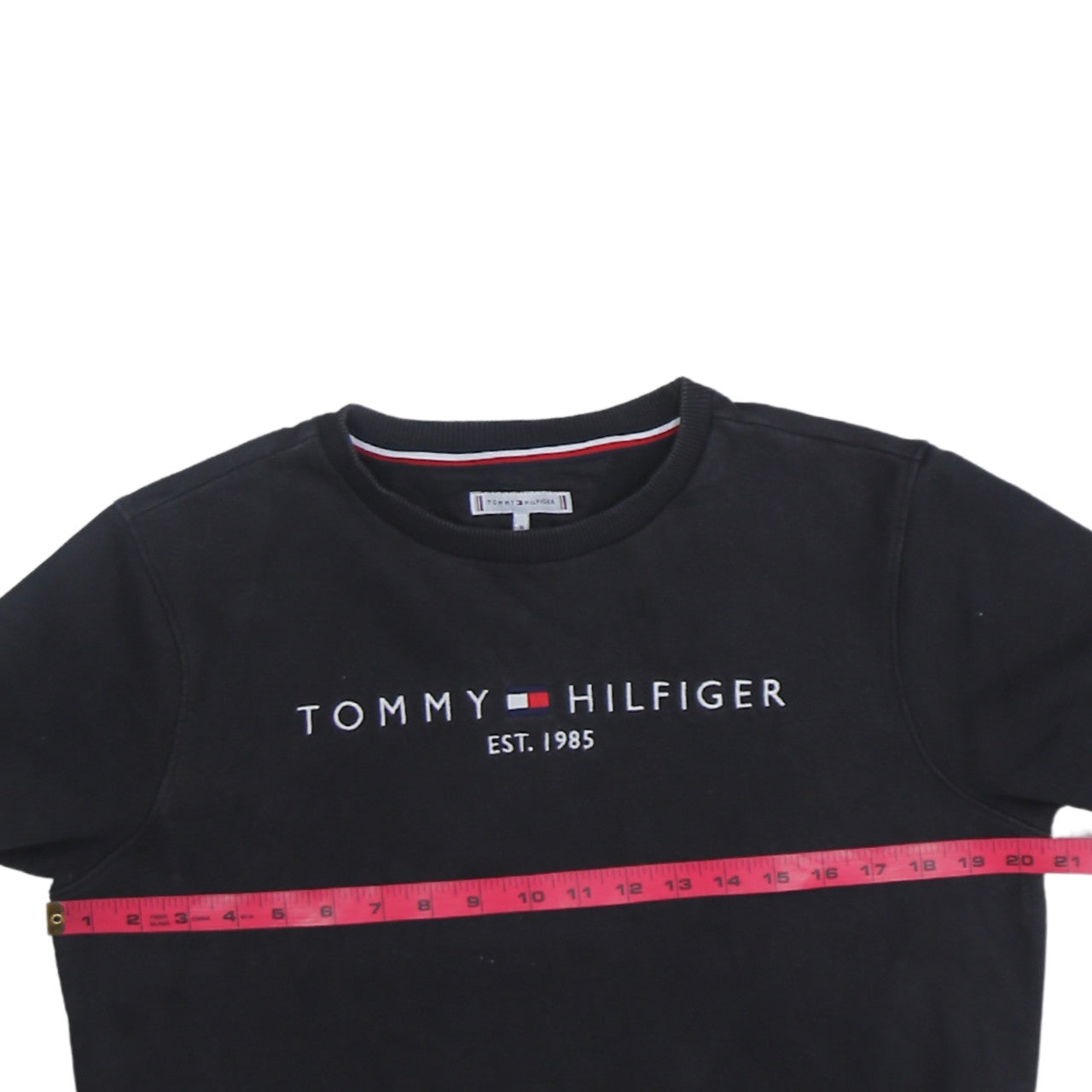 Tommy Hilfiger Boys Black Logo Crew Neck Sweatshirt Size 16 Years