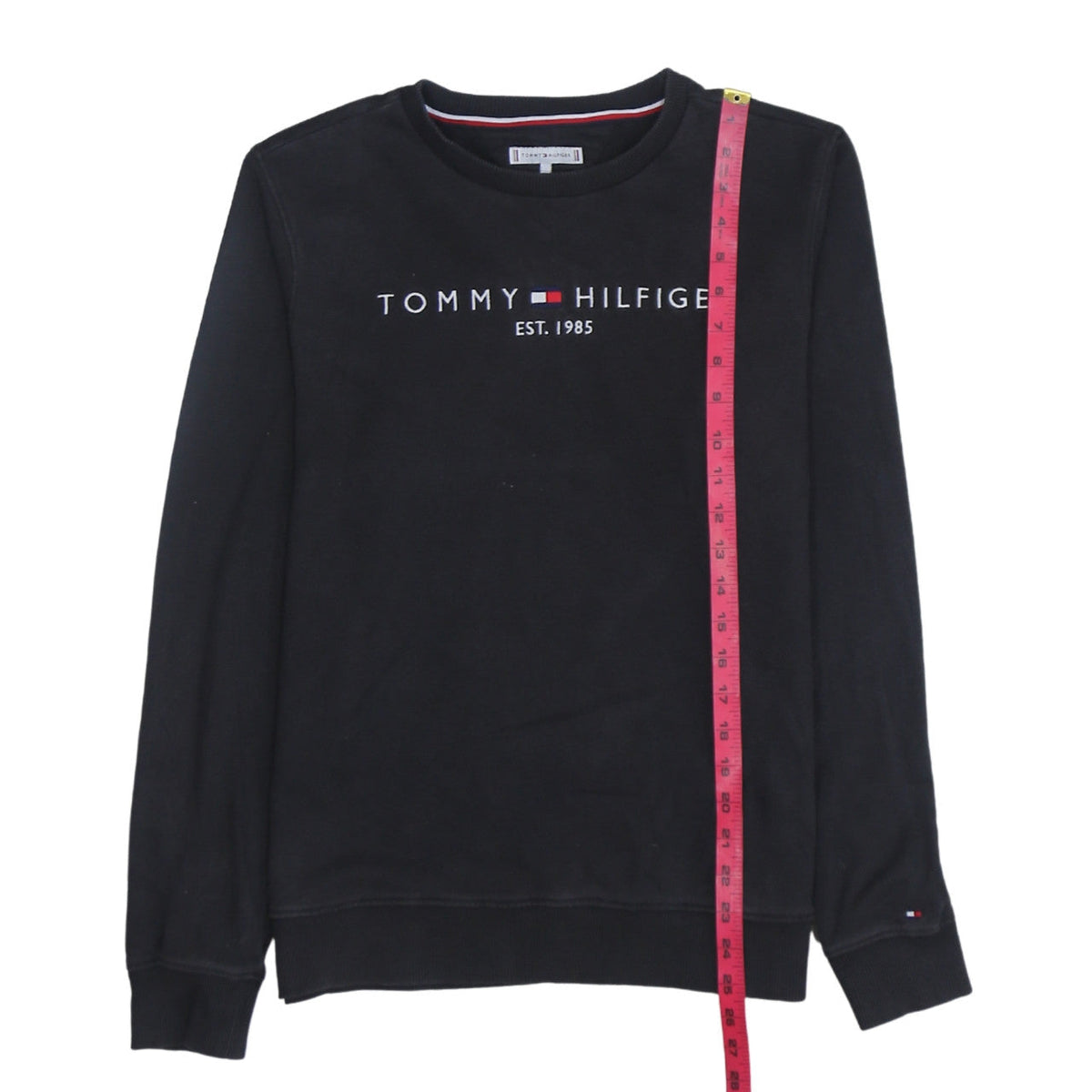 Tommy Hilfiger Boys Black Logo Crew Neck Sweatshirt Size 16 Years