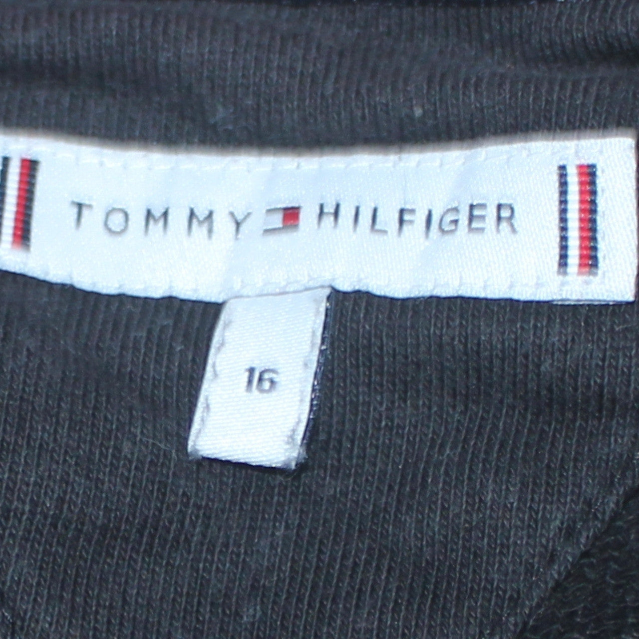 Tommy Hilfiger Boys Black Logo Crew Neck Sweatshirt Size 16 Years