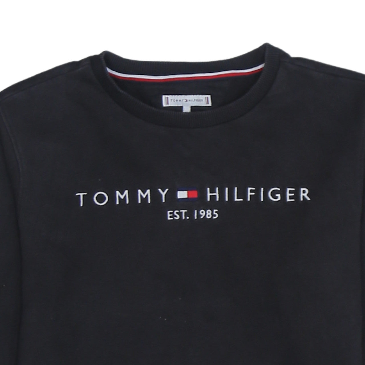 Tommy Hilfiger Boys Black Logo Crew Neck Sweatshirt Size 16 Years