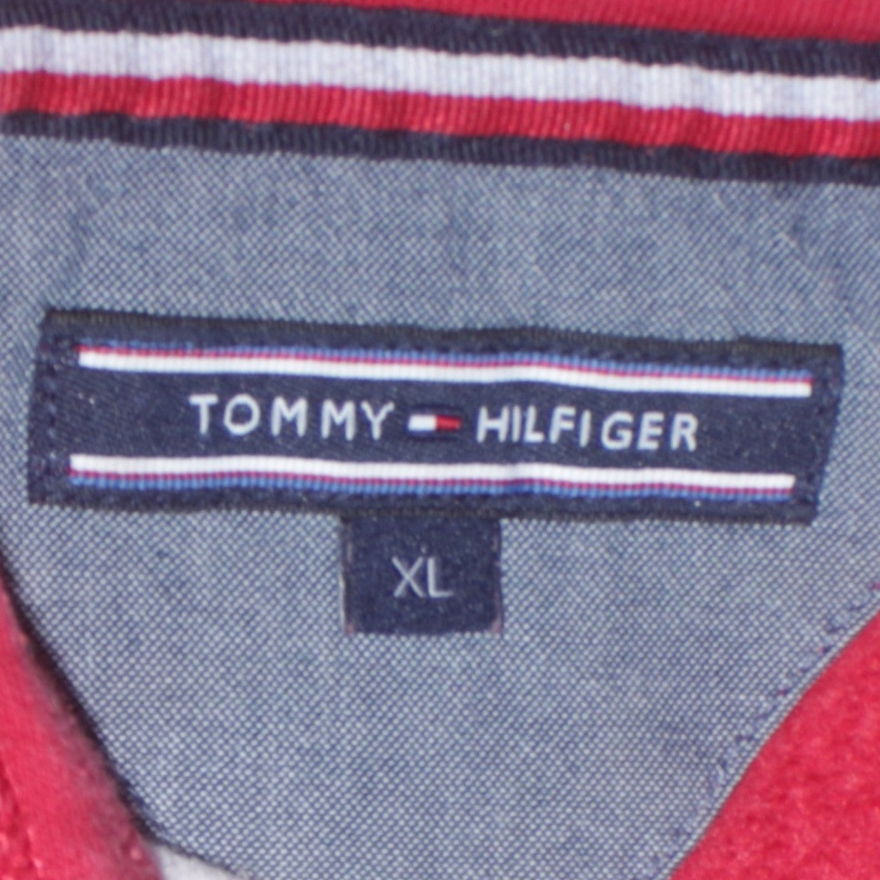 Tommy Hilfiger Men's Red XL Pullover Hoodie Logo Cotton Blend