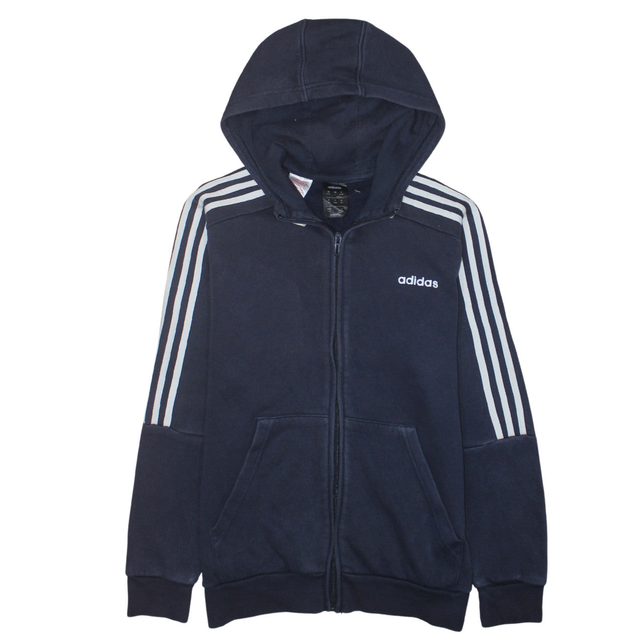Adidas Boys Navy Blue Full Zip Hoodie Age 13-14 Years Lined Sportswear