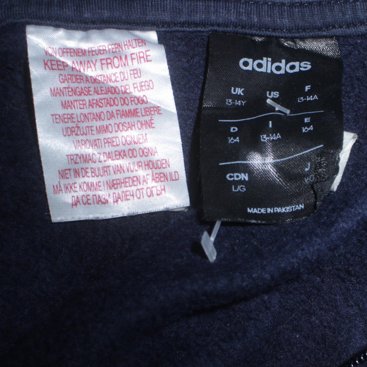 Adidas Boys Navy Blue Full Zip Hoodie Age 13-14 Years Lined Sportswear