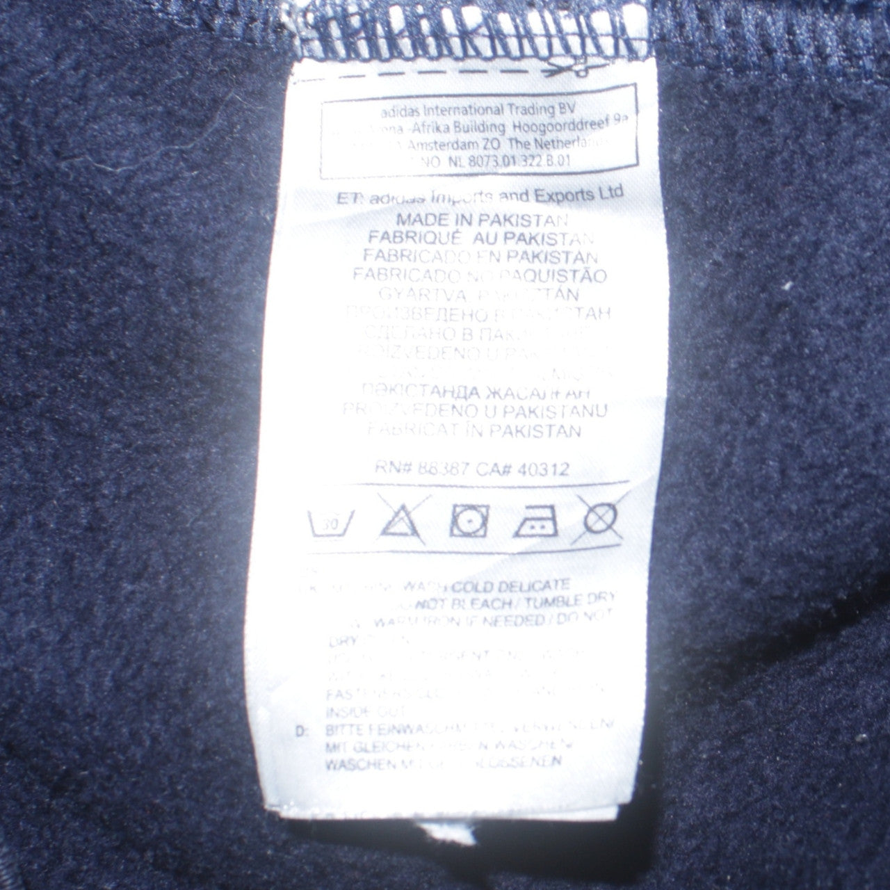 Adidas Boys Navy Blue Full Zip Hoodie Age 13-14 Years Lined Sportswear