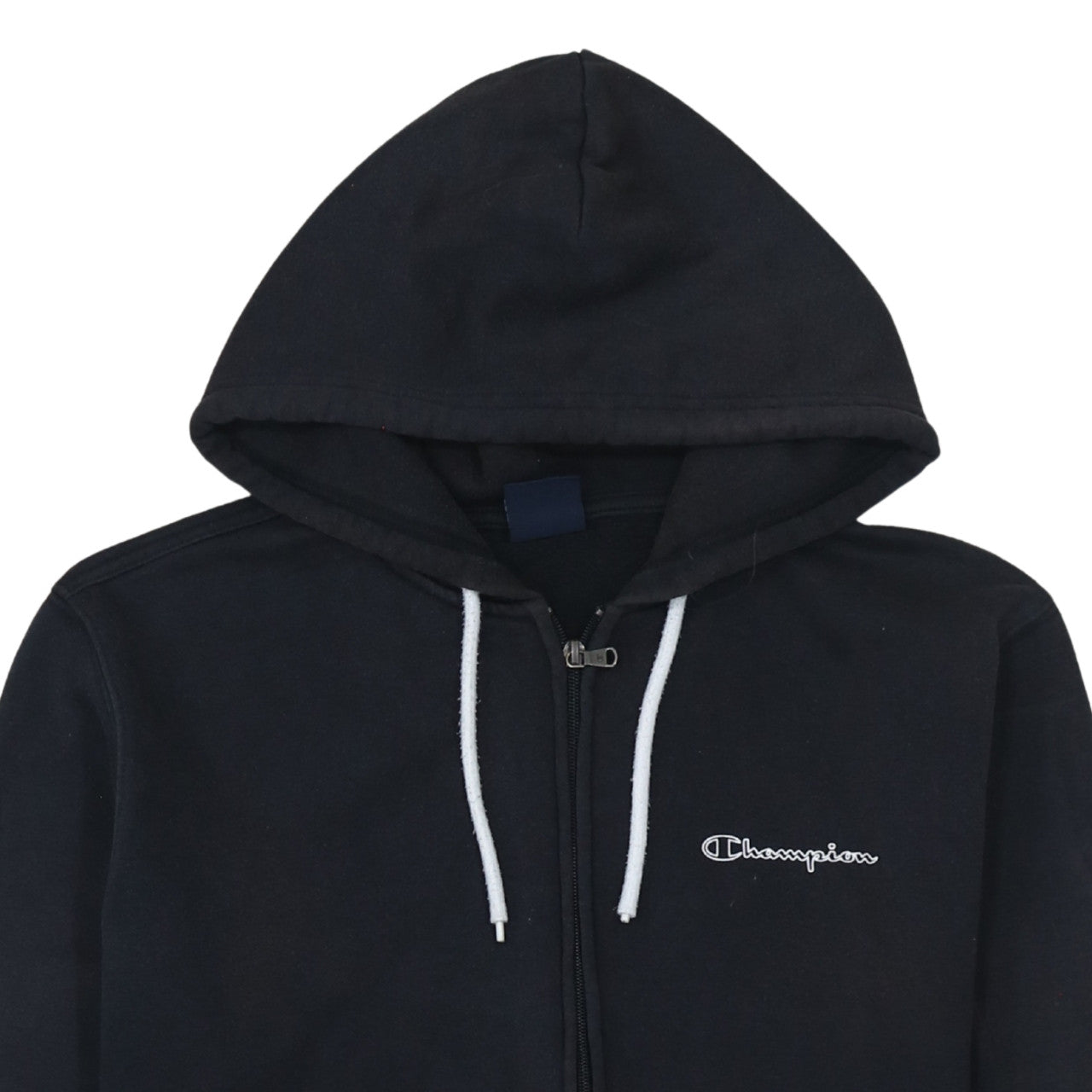 Champion Men's Black Full Zip Hoodie Size L Logo Fleece