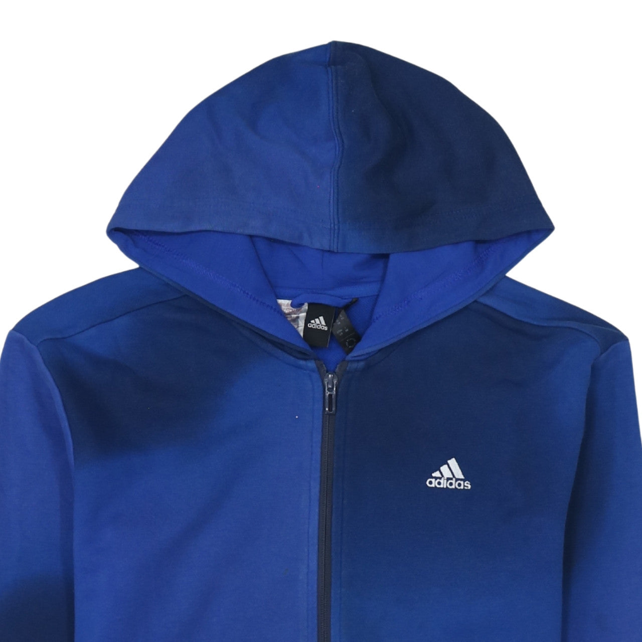 Adidas Boys Blue Full Zip Hoodie 14 Years Cotton Blend Sportswear