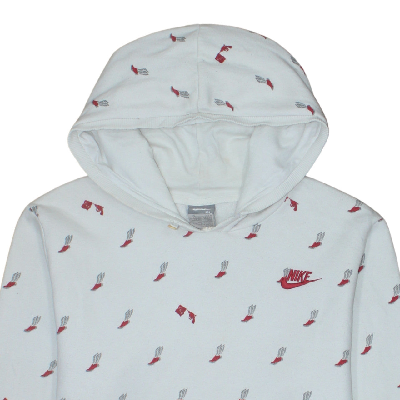 Nike Women's White Graphic Print Pullover Hoodie XL Casual