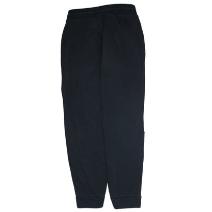 Brand and care label for Adidas men’s black jogger sweatpants, size S, regular fit