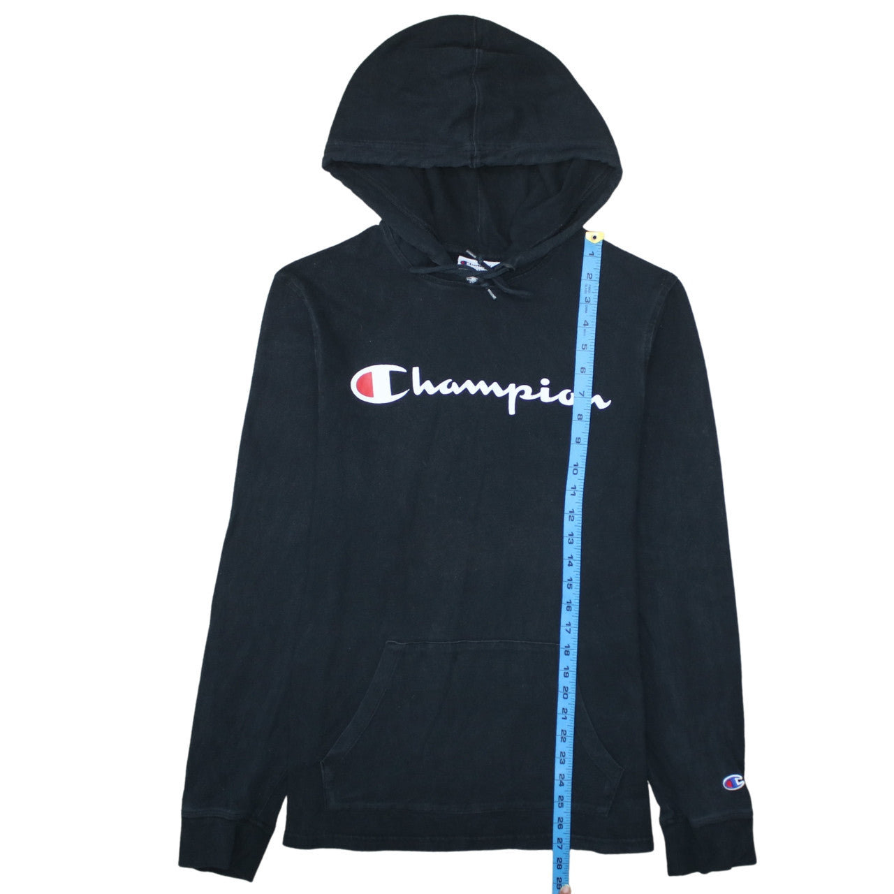 Champion Mens Black Pullover Hoodie Medium Logo Sportswear