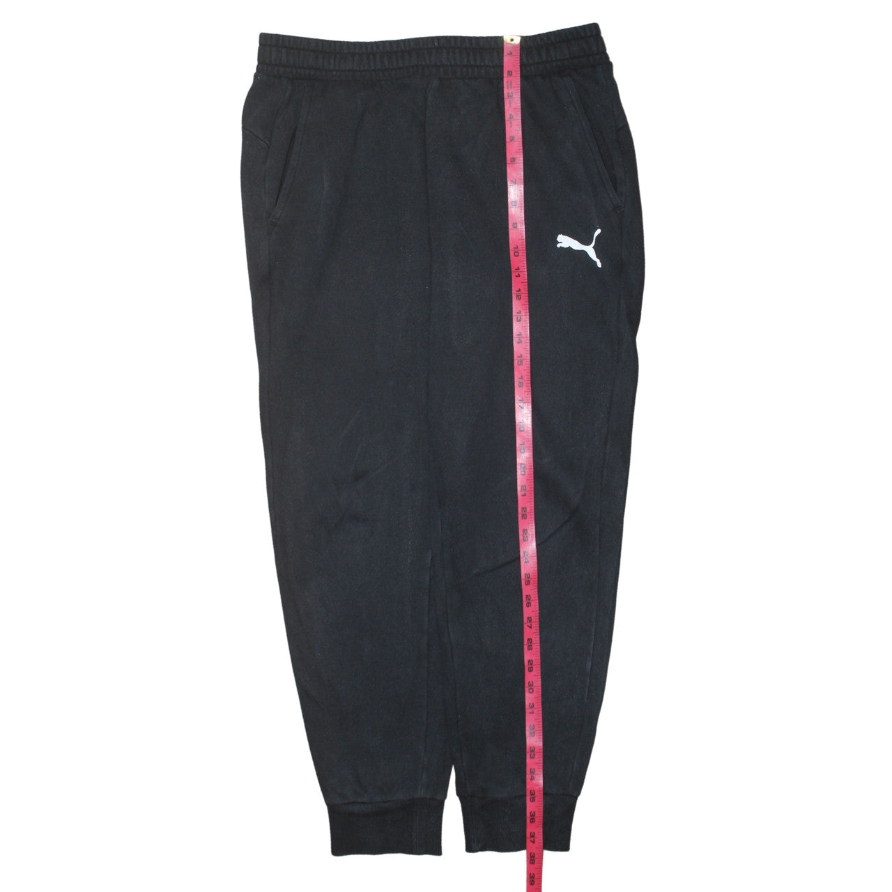 Puma Men’s Black Fleece Joggers L Regular Fit Elastic Waist