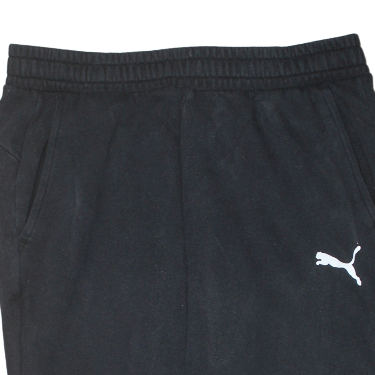 Puma Men’s Black Fleece Joggers L Regular Fit Elastic Waist