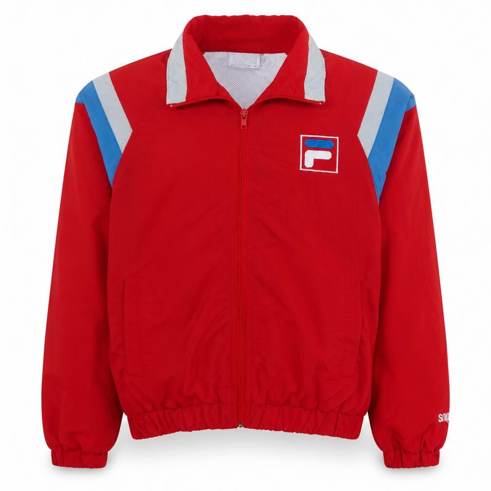 Fila Mens Red Bomber Jacket Size S Retro Sports Full Zip