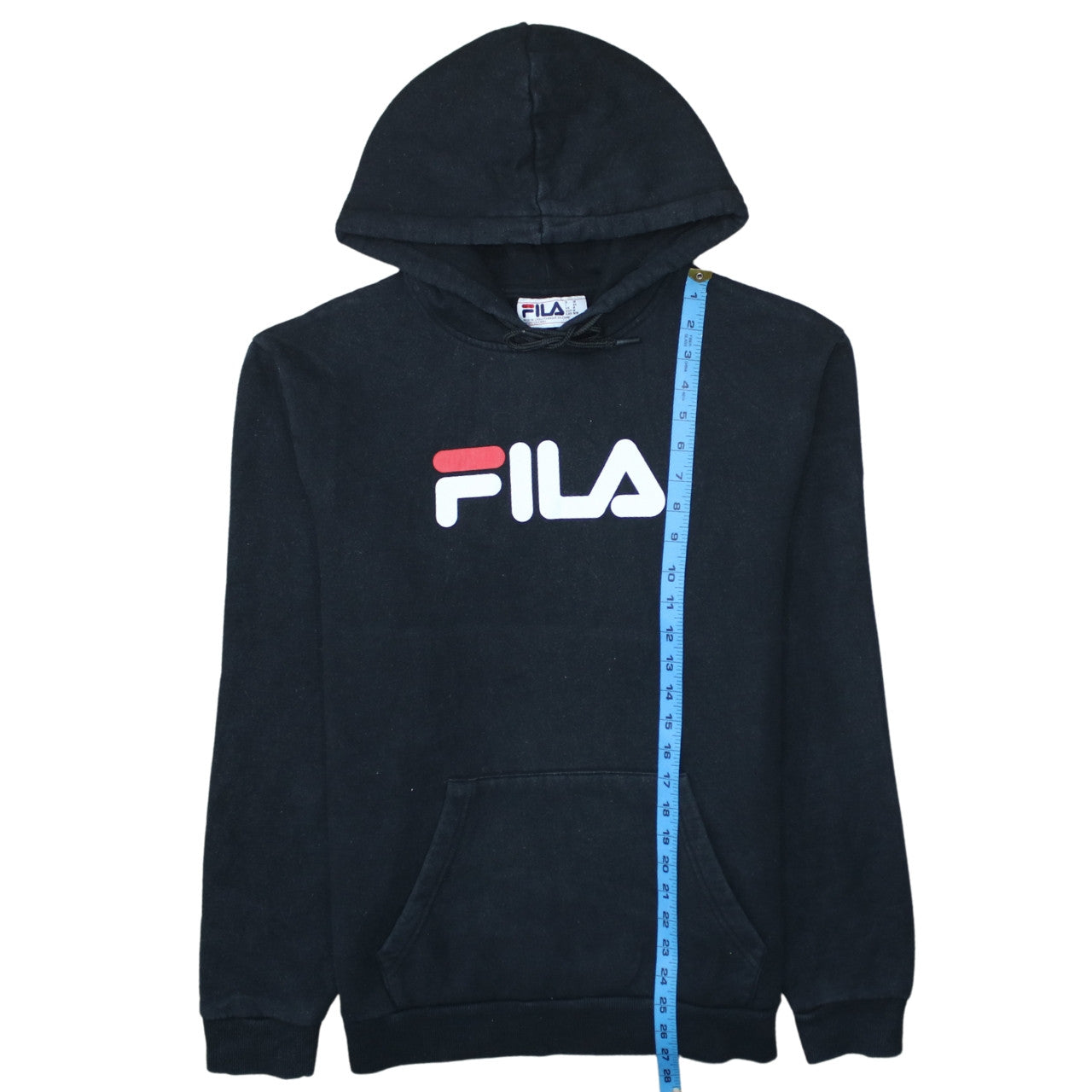 Fila Mens Black Pullover Hoodie Medium Logo Graphic Sweatshirt