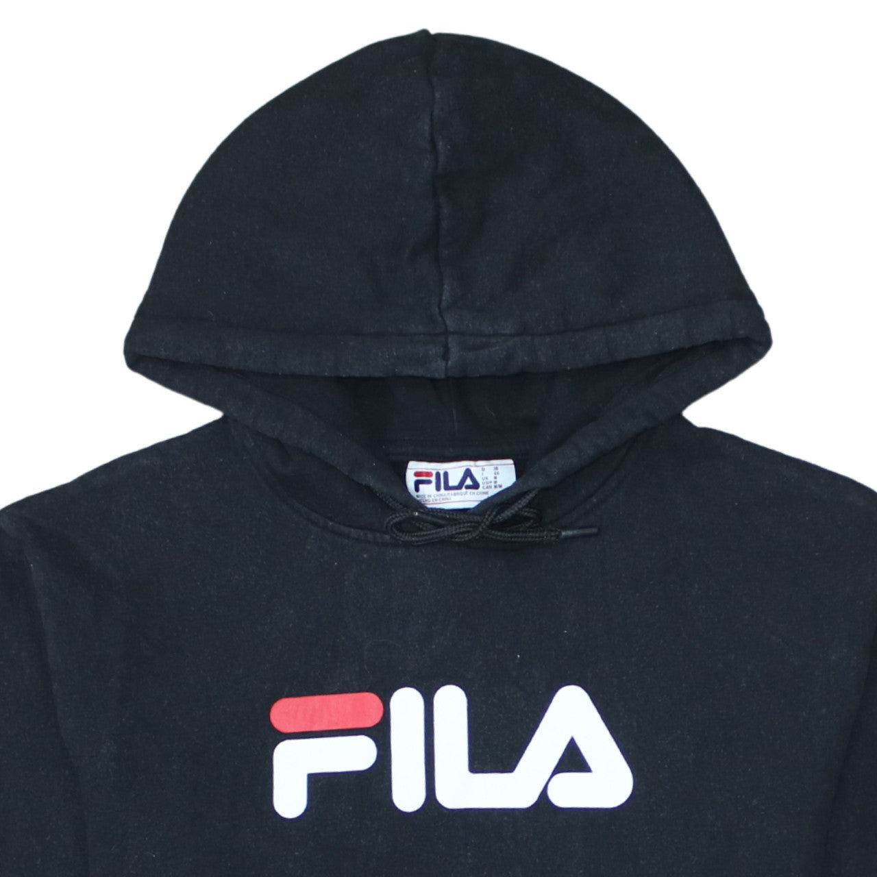 Fila Mens Black Pullover Hoodie Medium Logo Graphic Sweatshirt