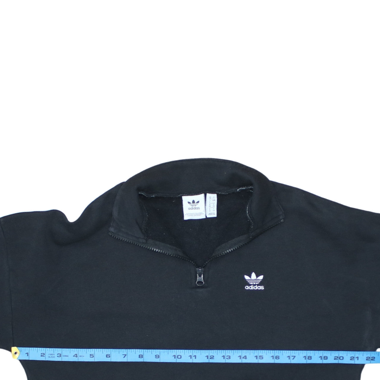 Adidas Women Black 1/4 Zip Sweatshirt Size 12 Logo Trim Casual