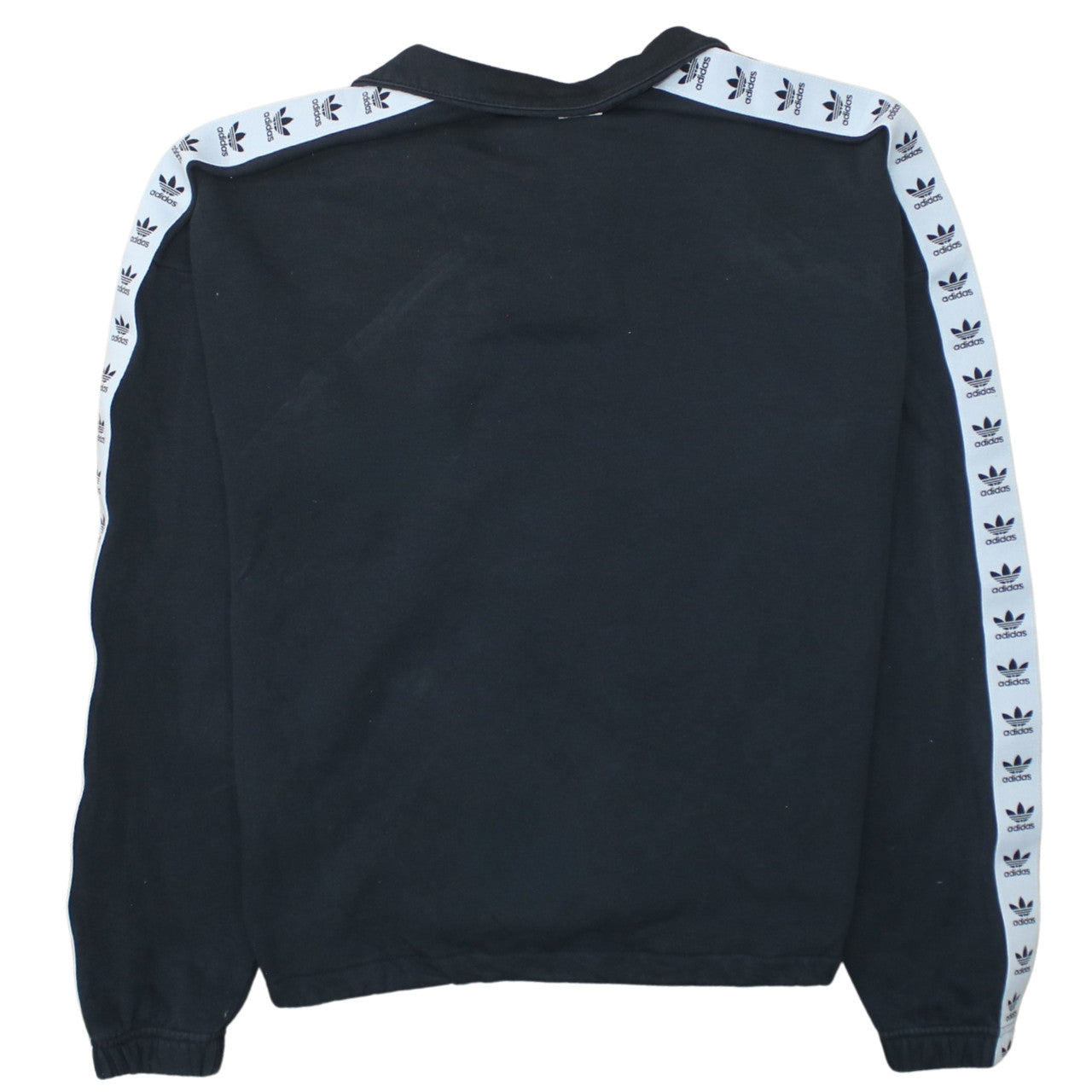 Adidas Women Black 1/4 Zip Sweatshirt Size 12 Logo Trim Casual