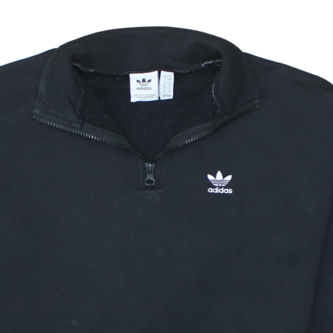 Adidas Women Black 1/4 Zip Sweatshirt Size 12 Logo Trim Casual