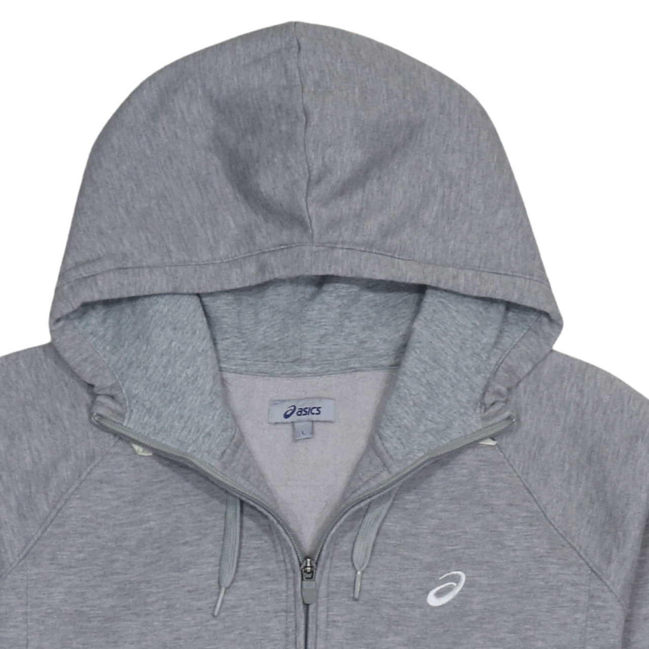 Asics Men Grey Full Zip Hoodie L Lightweight Sportswear