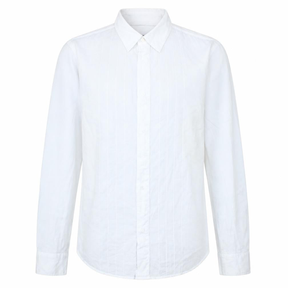 Calvin Klein Jeans Men's White Cotton Long Sleeve Button-Up Shirt L