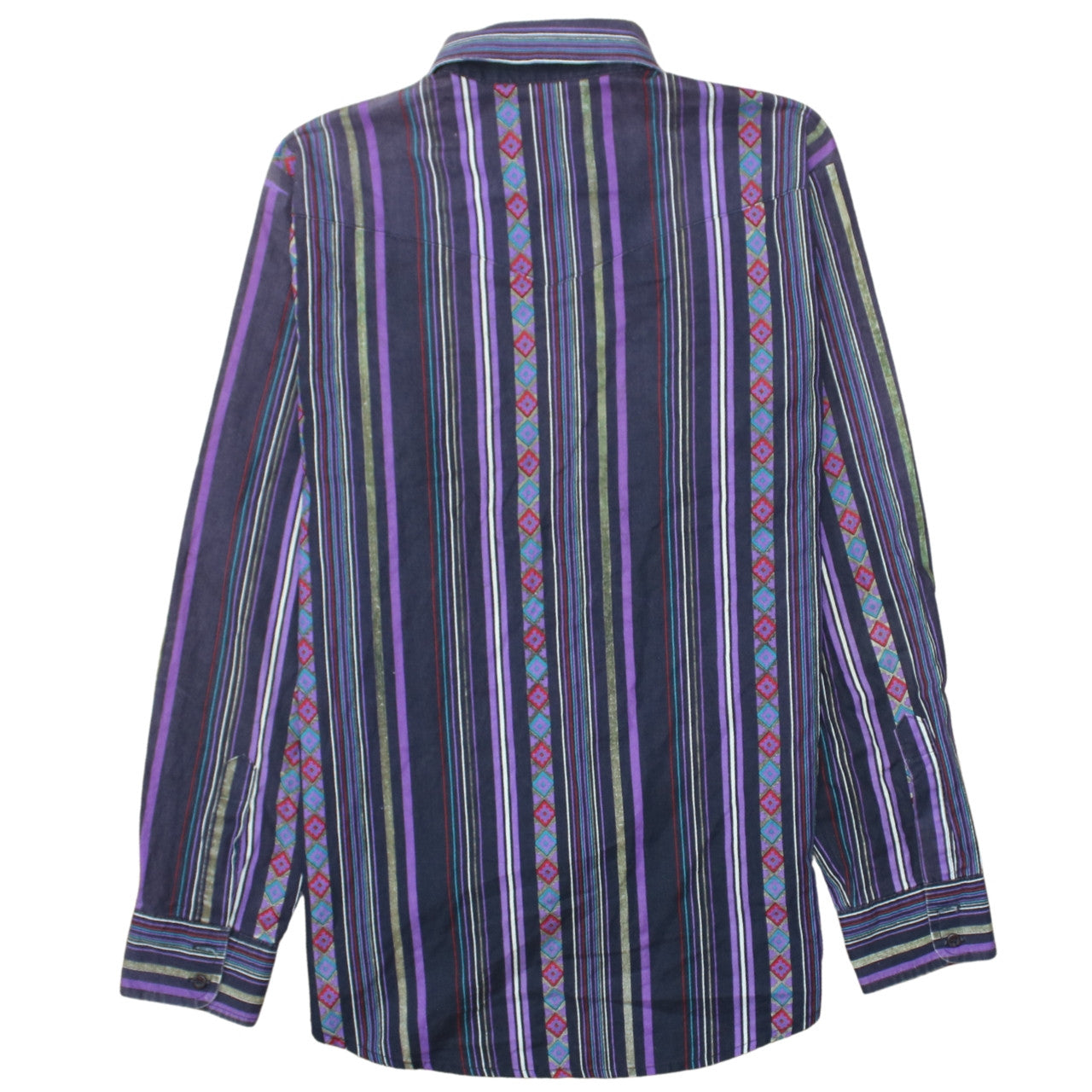 Wrangler Men's Purple Striped Western Button-Up Shirt 16.5” Regular Fit
