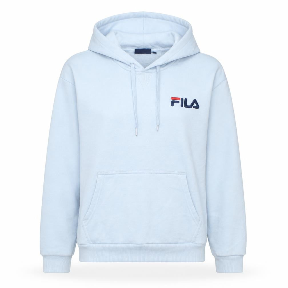 Fila Womens Light Blue Pullover Hoodie Small Polyester Cotton Blend
