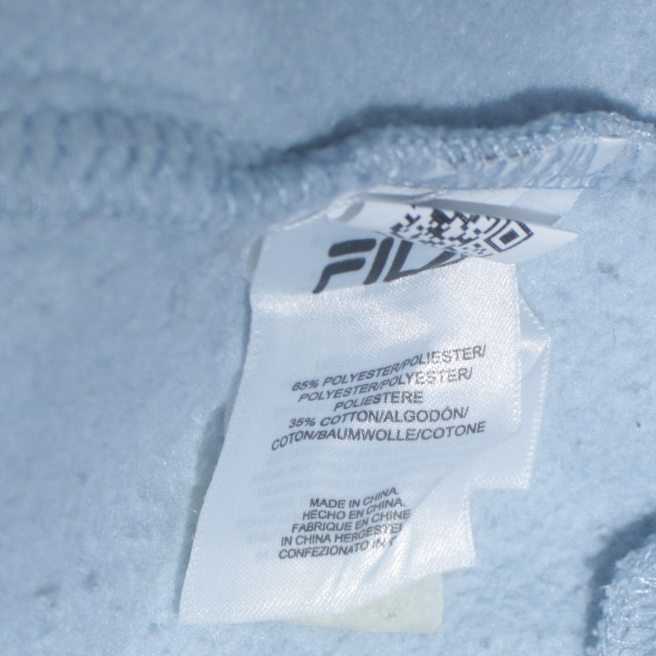 Fila Womens Light Blue Pullover Hoodie Small Polyester Cotton Blend