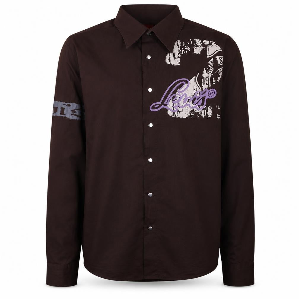 Levi's Men's Brown XL Graphic Long Sleeve Button-Up Shirt
