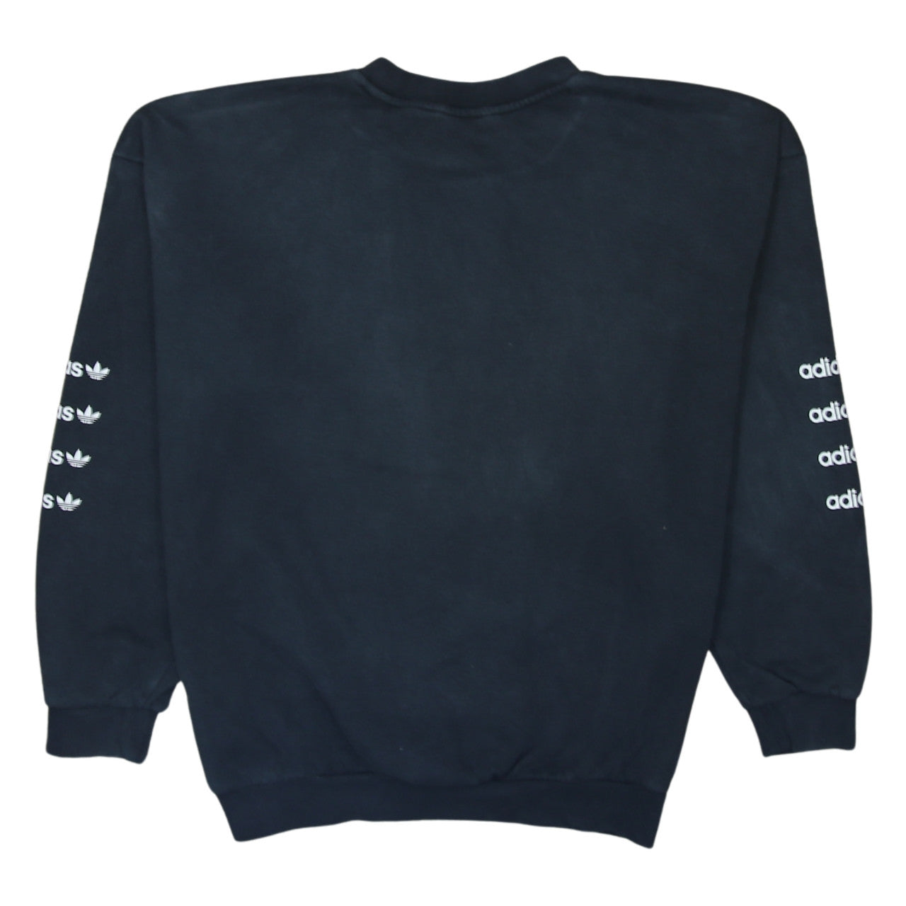 Adidas Women Black Crew Neck Logo Sweatshirt UK 8 Lined Casual