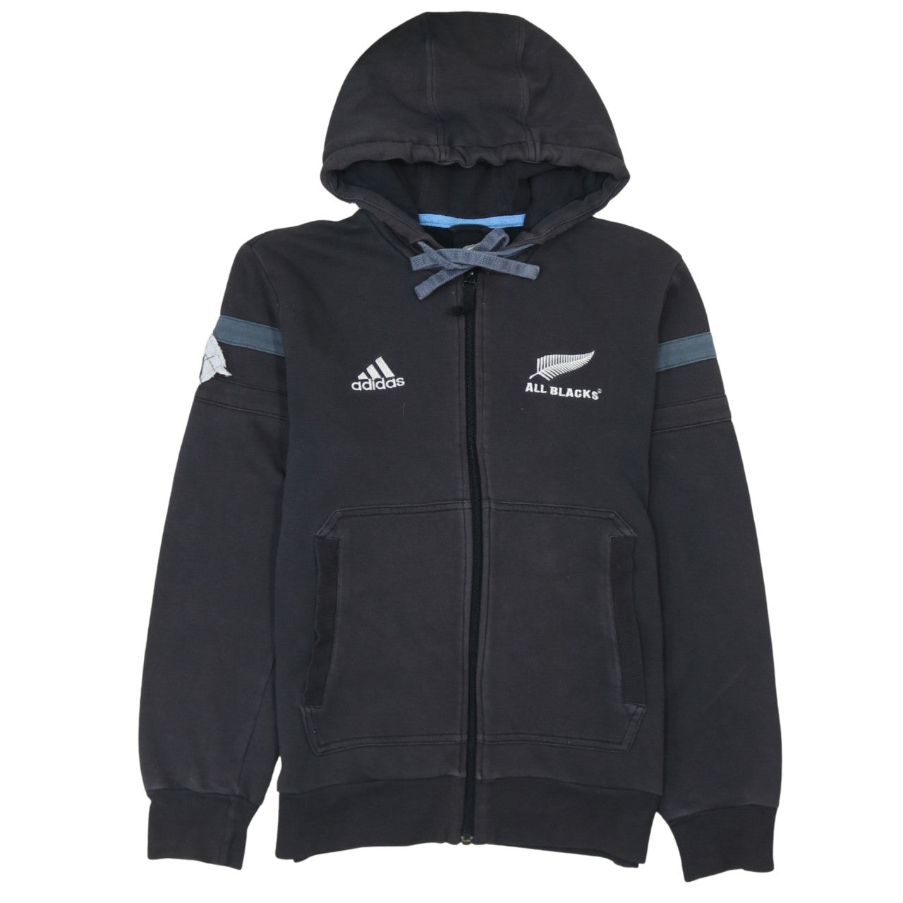 Adidas All Blacks Men's Black Full Zip Hoodie M Rugby Sportswear