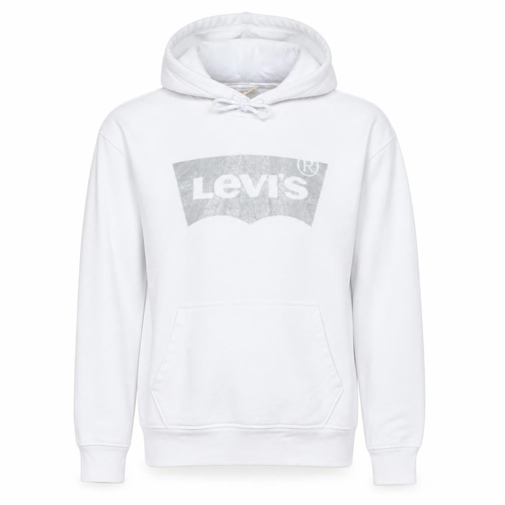 Levi's Men's White Pullover Hoodie Small Logo Graphic Fleece