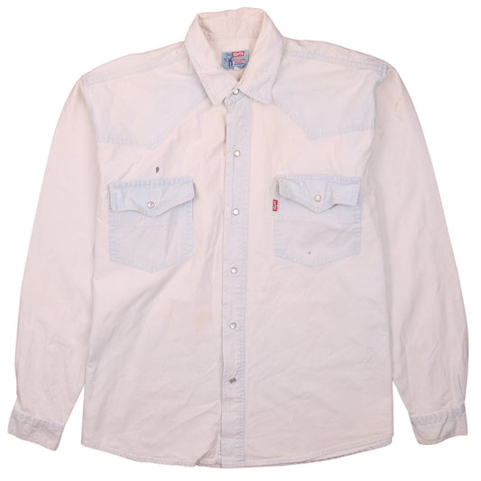 Levi's Men's White Western Denim Button-Up Shirt Size S