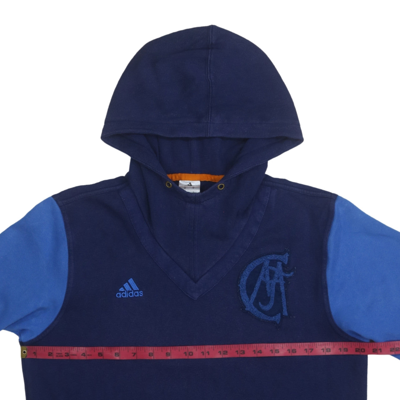 Adidas Men's Blue Pullover Hoodie Medium Embroidered Logo