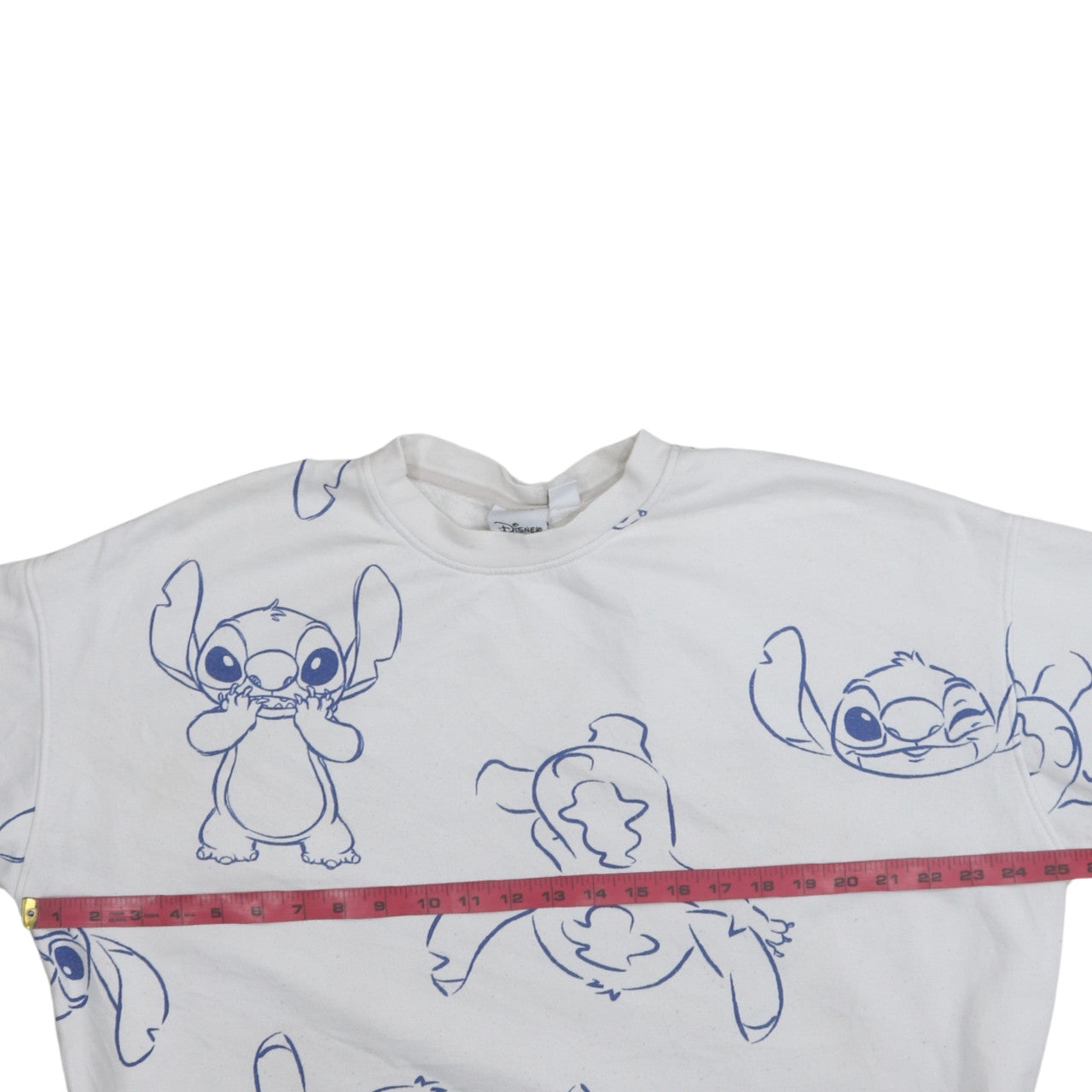 Disney Women White Stitch Print Pullover Sweatshirt Size 14/16