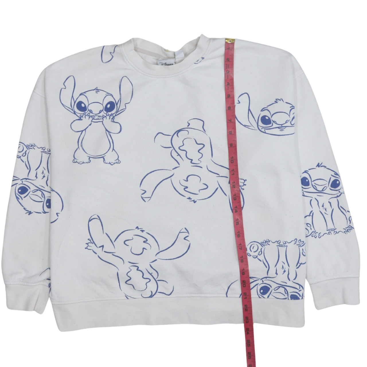 Disney Women White Stitch Print Pullover Sweatshirt Size 14/16