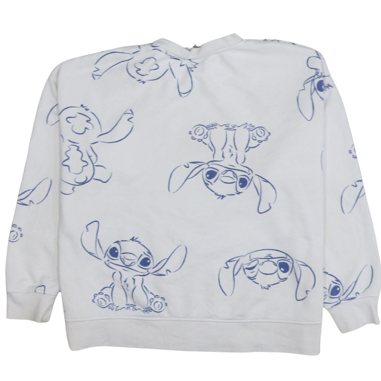 Disney Women White Stitch Print Pullover Sweatshirt Size 14/16