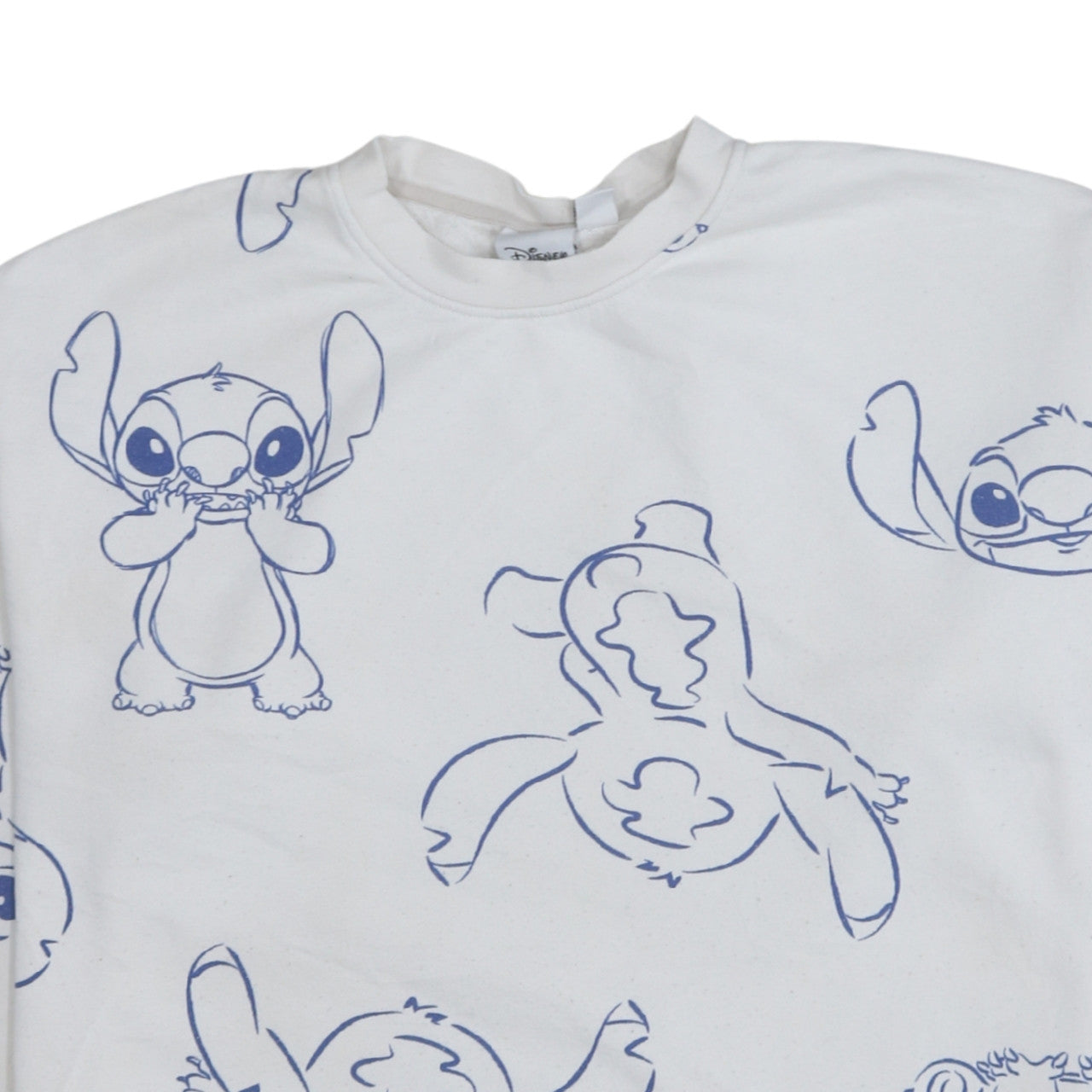 Disney Women White Stitch Print Pullover Sweatshirt Size 14/16