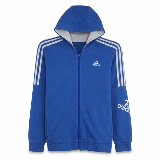 Adidas Boys Blue Full Zip Hoodie Size 13-14 Years Classic Sportswear