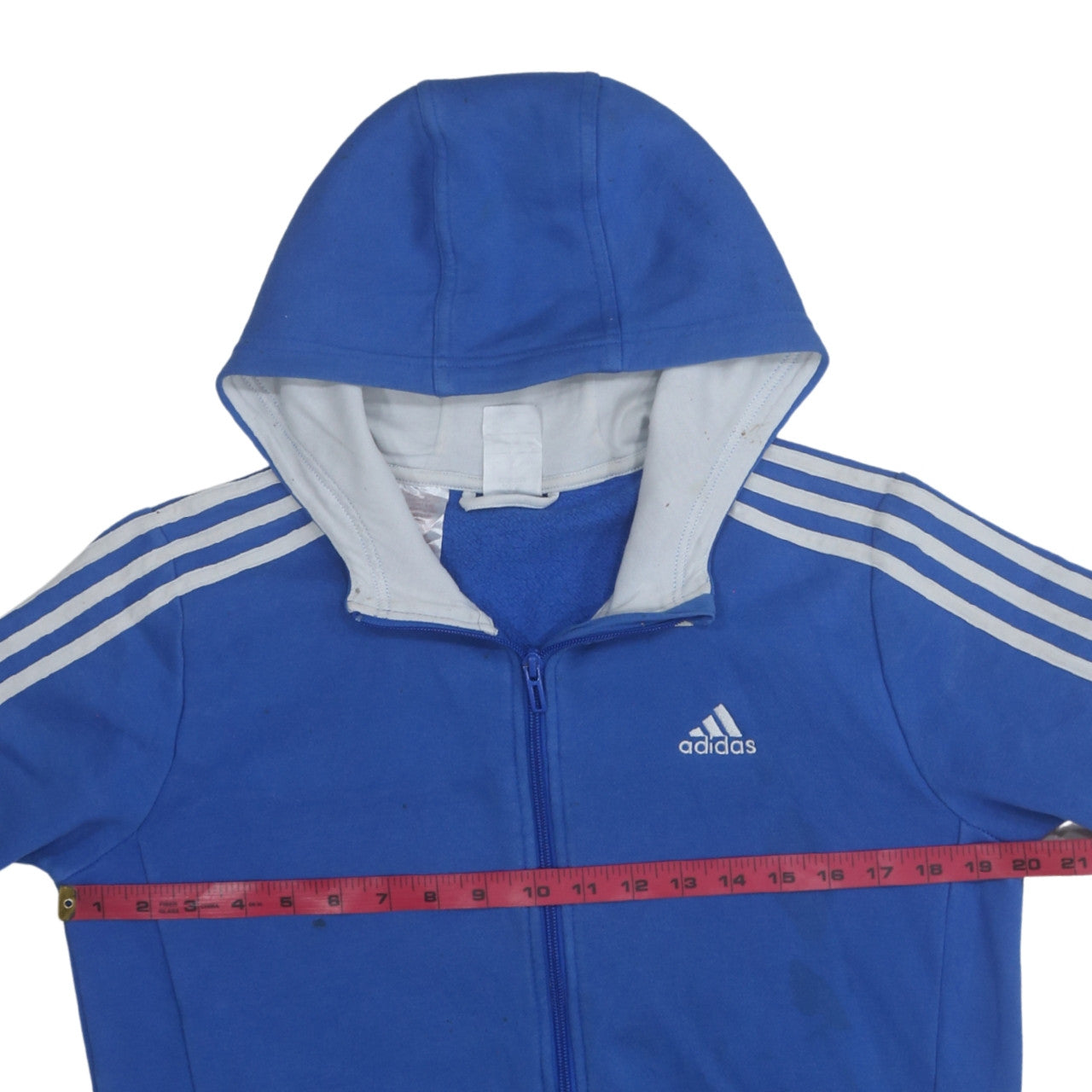 Adidas Boys Blue Full Zip Hoodie Size 13-14 Years Classic Sportswear