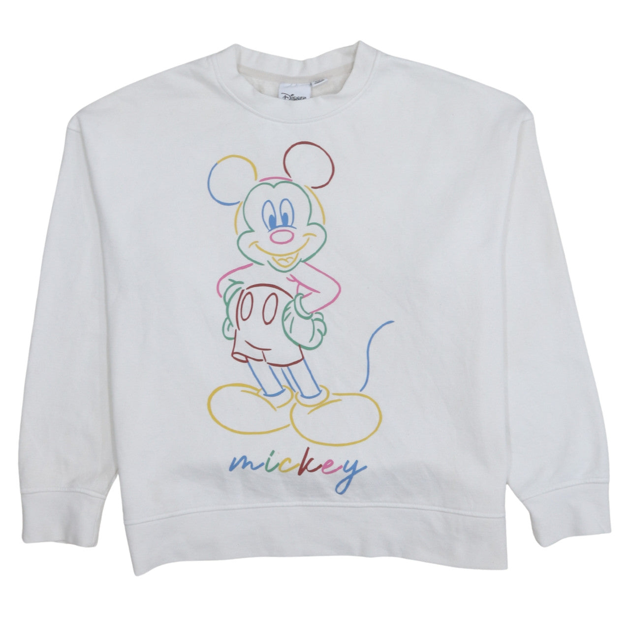 Disney Women White Mickey Mouse Crew Neck Sweatshirt Size S 10/12