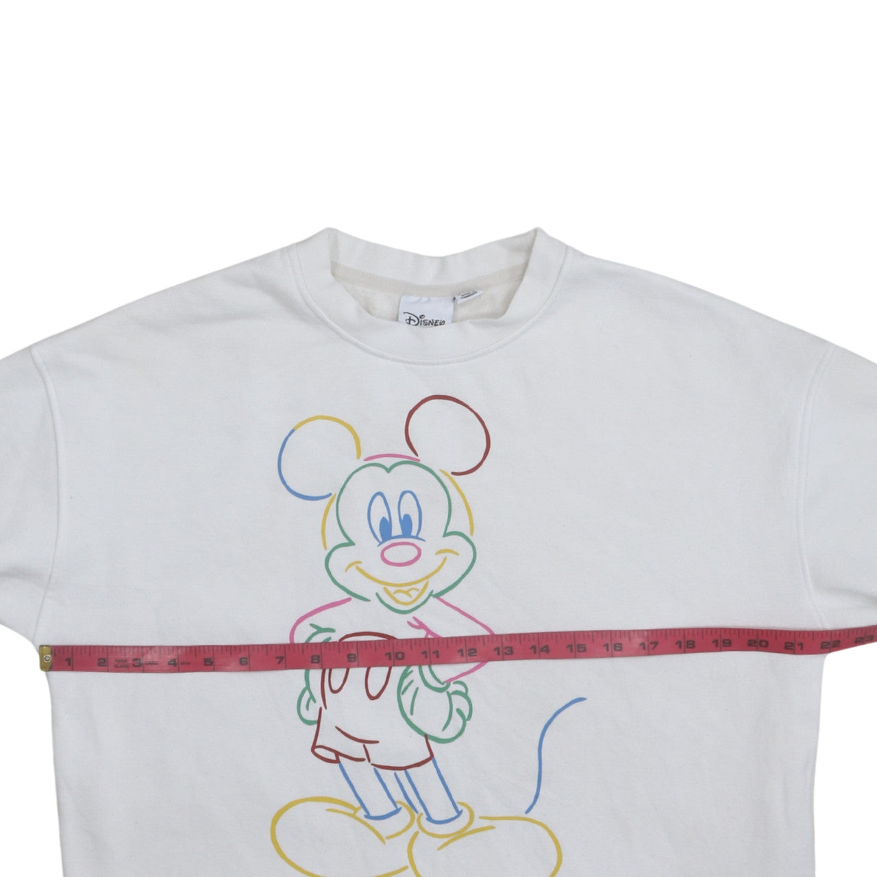 Disney Women White Mickey Mouse Crew Neck Sweatshirt Size S 10/12