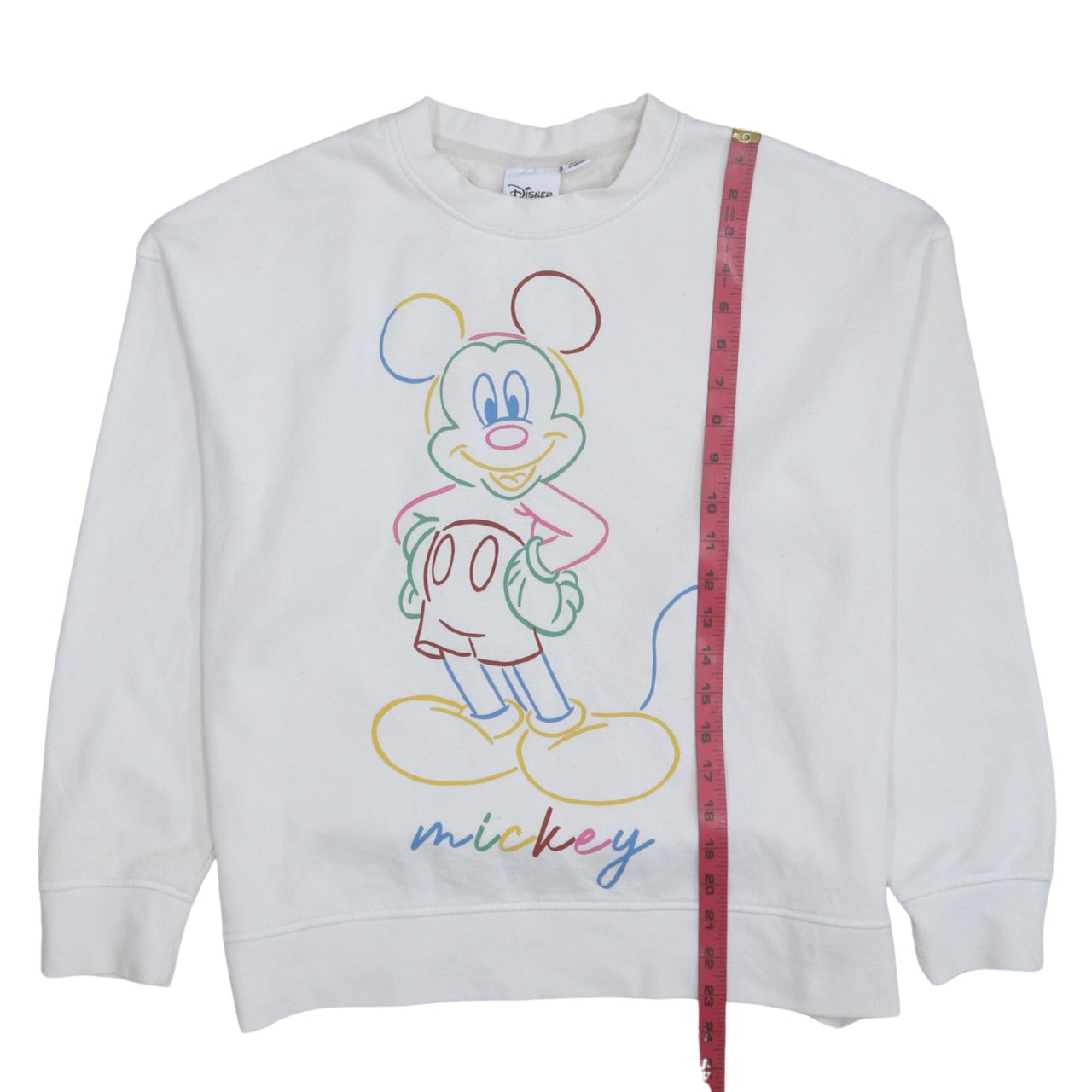 Disney Women White Mickey Mouse Crew Neck Sweatshirt Size S 10/12