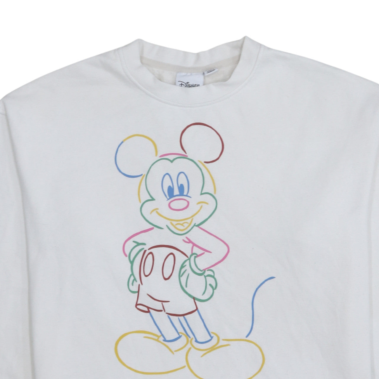 Disney Women White Mickey Mouse Crew Neck Sweatshirt Size S 10/12