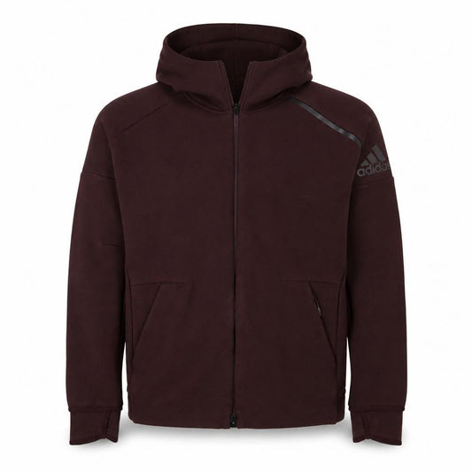 Adidas Men's Brown Full Zip Hoodie Size M Regular Fit