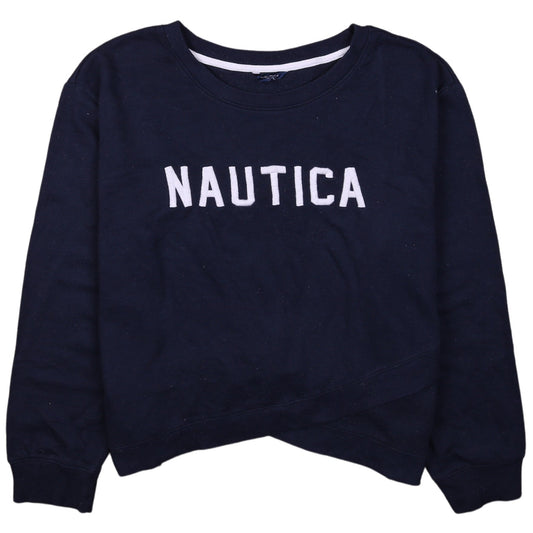 Nautica Women's Navy Blue Pullover Sweatshirt XL Crew Neck Logo