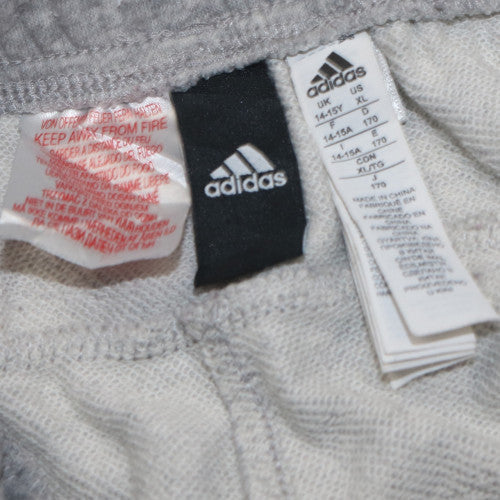 Adidas Girls Grey Jogger Trousers 14-15 Years Cotton Blend Side Stripe