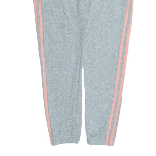 Adidas Girls Grey Jogger Trousers 14-15 Years Cotton Blend Side Stripe